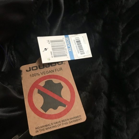 Joujou Vegan Faux Fur Black Vest Size L - Picture 5 of 5